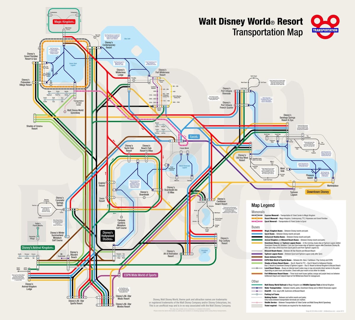 Walt Disney World hartë hekurudhë me një shinë