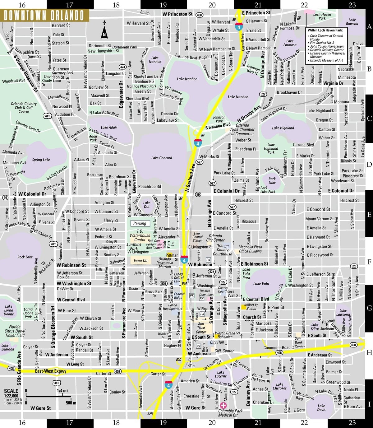 harta e në qendër të qytetit Orlando